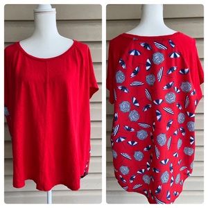 •Talbots• Mixed Media Beach Umbrella Print Blouse - Size 2X